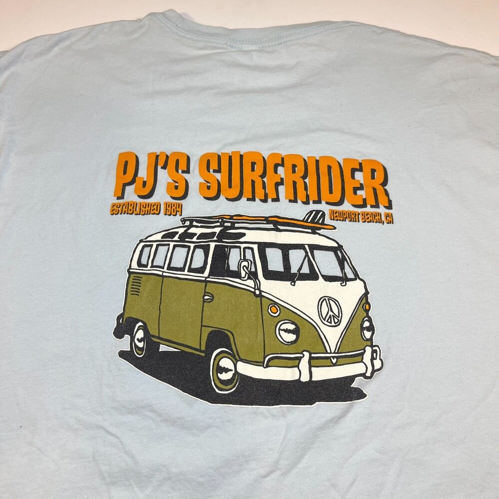 PJ'S SURFRIDER Newport Beach Calif Surf VW Van Bus Coastal Classic T SHIRT XL